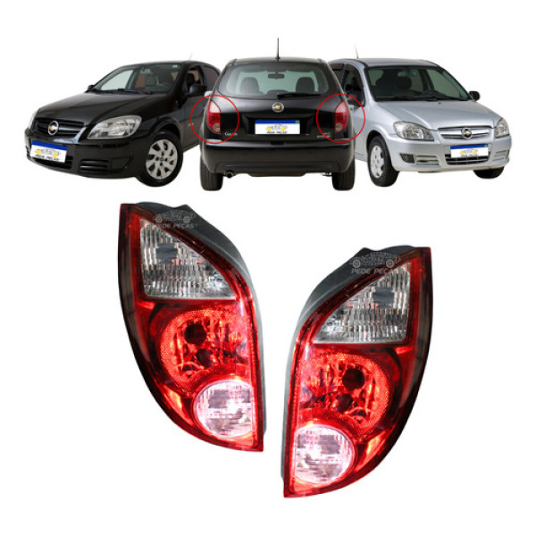 Par Lanterna Chevrolet Celta 2007 2008 2009 A 2016 Ré/rosa