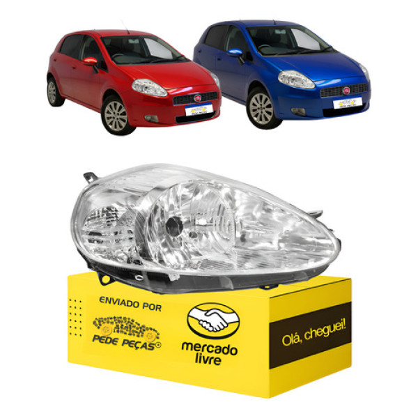 Farol Fiat Punto 2007 2008 2009 2010 2011 2012 L.d Cromado Direito/passageiro