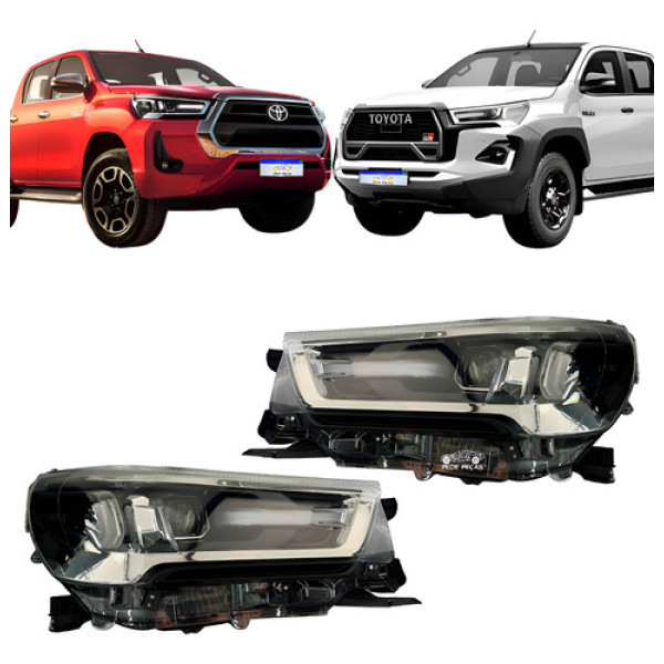 Par Farol Hilux Full Led 2021 2022 2023 2024 25 Aro Cromado Ambos Lados