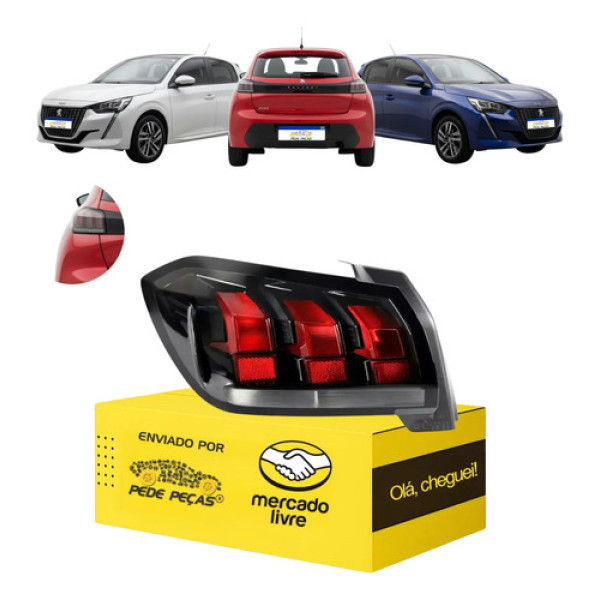Lanterna Peugeot 208 2021 2022 2023 2024 L.e Griffe Allure Esquerdo/motorista Vermelho/preto
