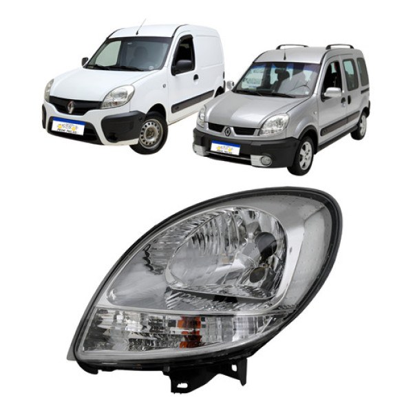 Farol Renault Kangoo 2009 A 2017 Cromado Pisca Cristal Esquerdo/motorista