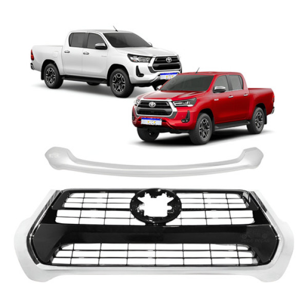 Grade Com Friso Toyota Hilux 2021 A 2025 Black Piano/cromada