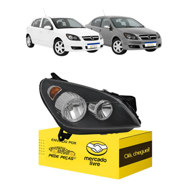 Farol Chevrolet Vectra 2006 2007 2008 Mascara Negra Novo Ld Direito/passageiro