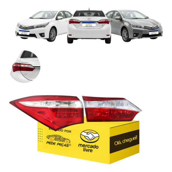 Kit Lanternas Canto Tampa Corolla 2015 2016 2017 C/led Le Esquerdo/motorista Cristal