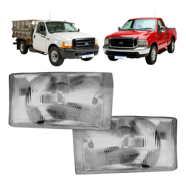 Par Farol Ford F250 F350 1998 1999 A 2006 Cromado Sem Pisca