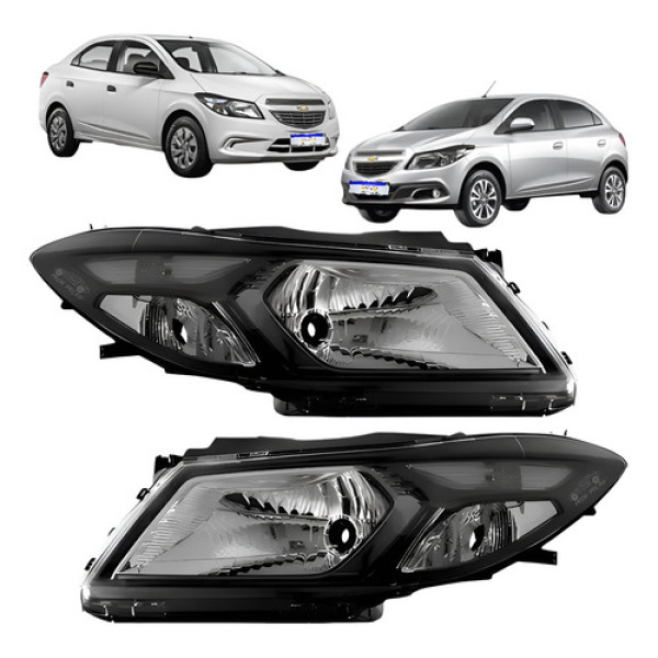 Farol Gm Onix Prisma Lt Ltz Joy Mascara Negra 2013 A 2019