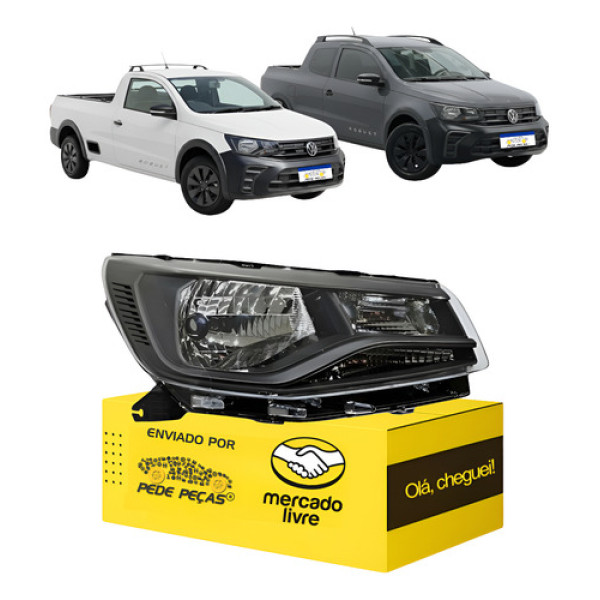 Farol Sinaleira Saveiro G9 2024 2025 2026 Friso Preto L.d Direito/passageiro