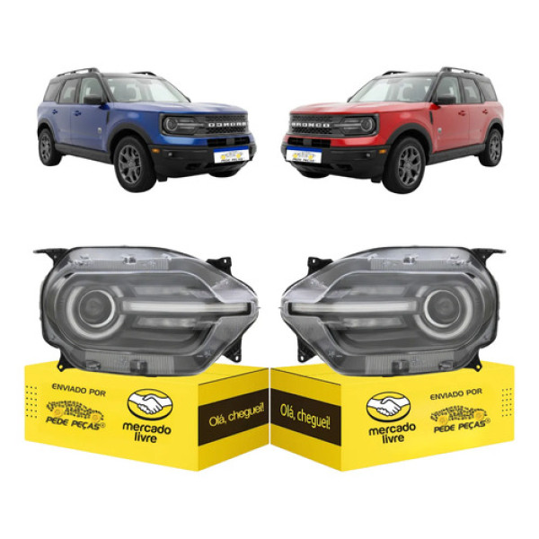 Par Farol Ford Bronco Sport 2021 22 23 24 2025 Full Led Novo Ambos Lados