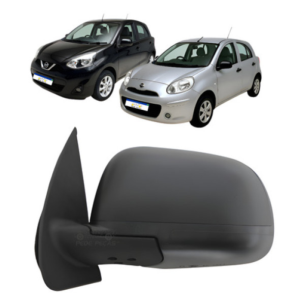 Retrovisor Esquerdo Manual Nissan March 2012 A 2020 Preto  Esquerdo
