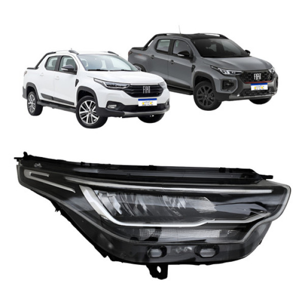 Farol Fiat Strada Freedom 2021 A 2026 Full Led Novo Ld Direito/passageiro Farol Fiat Strada Freedom 2021 A 2026 Full Led Novo Ld Direito/passageiro