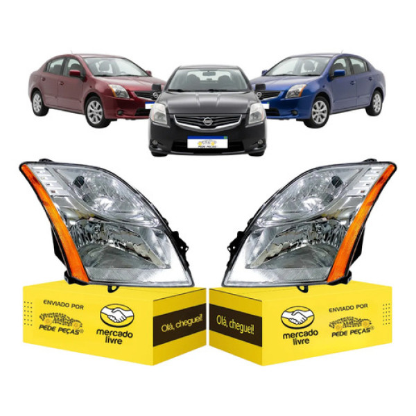 Par Farol Nissan Sentra 2010 2011 2012 A 2013 Cromado Novo Ambos Lados