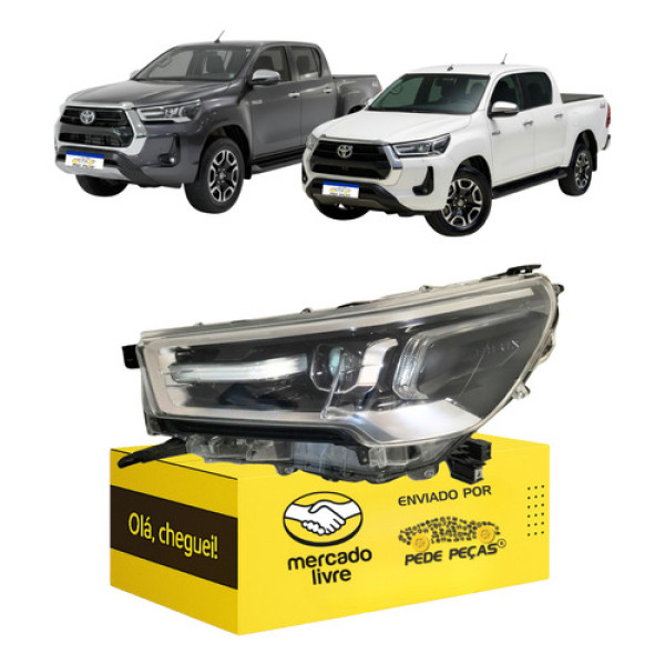 Farol Toyota Hilux 2021 A 2026 Full Led Moldura Cromada Le Esquerdo/motorista
