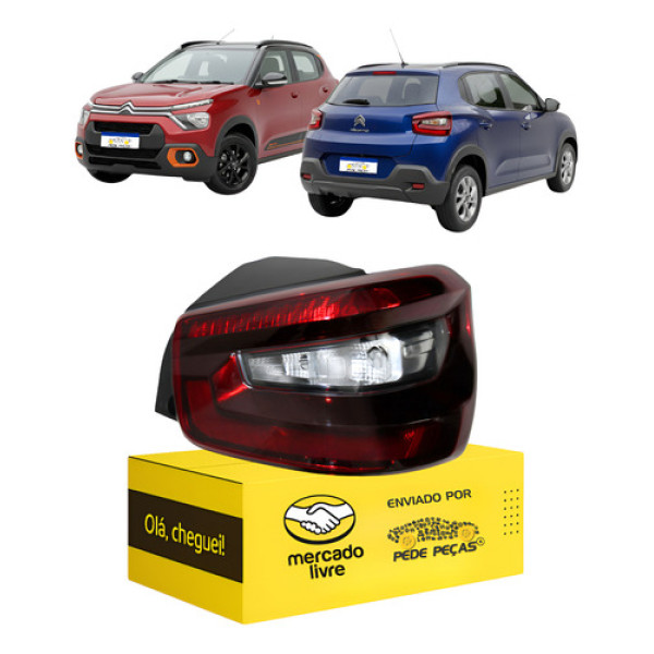 Lanterna Direita Citroen C3 2022 2023 2024 2025 2026 Direito/passageiro Vermelho