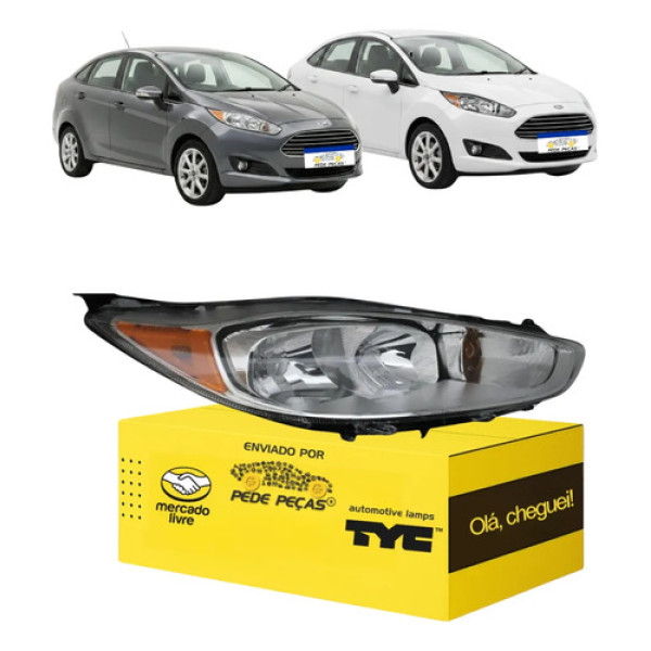 Farol Ford New Fiesta 2015 A 2017 Cromado Pisca Ambar Ld Direito/passageiro