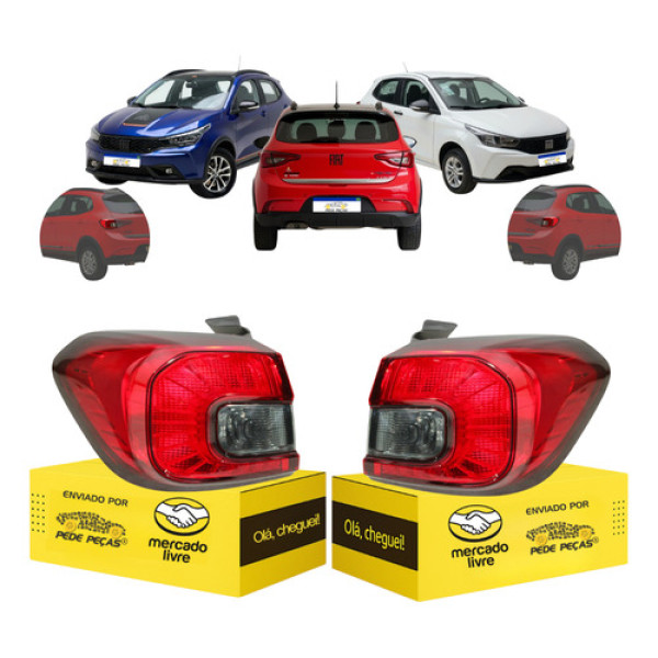 Lanterna Fiat Argo 2017 2018 2019 2020 2021 A 2024 Fumê Par Direito Vermelho/fumê