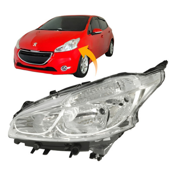 Farol Peugeot 208 2013 2014 2015 2016 2017 Cromado Novo Le - Esquerdo