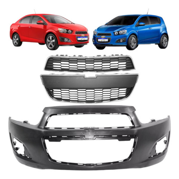 Kit Parachoque E Grade Sup/inf Sonic 2012 2013 2014 Novo Cromado / Preto