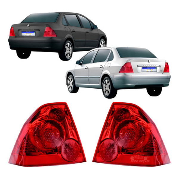 Par Lanterna Peugeot 307 Sedan 2007 2008 2009 2010 2011 2012 Ambos Lados Vermelho