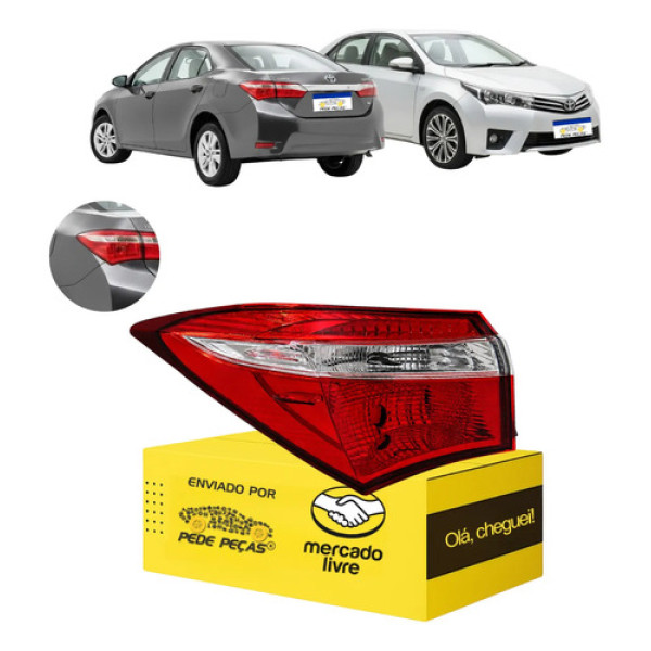 Lanterna Traseira Canto Esquerdo Corolla 2015 16 2017 S/led Esquerdo/motorista