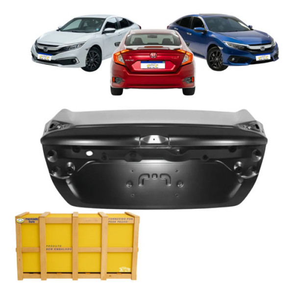 Tampa Traseira Malas Honda Civic 2017 18 19 20 2021 Nova Preto Liso Para Pintura