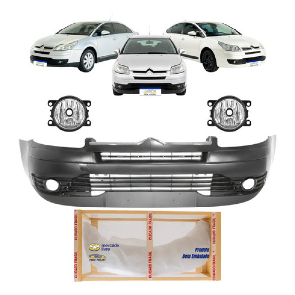 Kit Parachoque C4 Pallas Hatch 2006 A 2014 Com Milha Preto