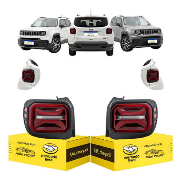 Par Lanterna Traseira Jeep Renegade 2022 23 24 25 2026 Led Ambos Lados