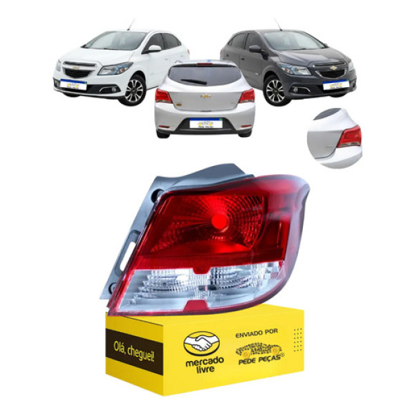 Lanterna Gm Onix Hatch 2013 14 15 16 Joy 17 2018 Cristal Ld Direito/passageiro Vermelho Cristal