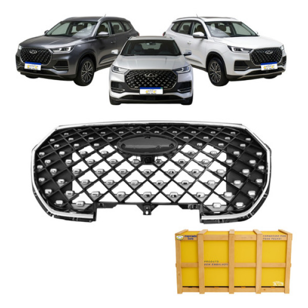 Grade Chery Tiggo 8 2023 2024 2025 2026 Preto Cromado