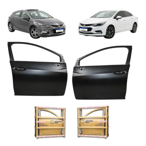Par Porta Dianteira Cruze Hatch 2017 18 19 20 A 2023 Nova Dianteira Ambos Preto