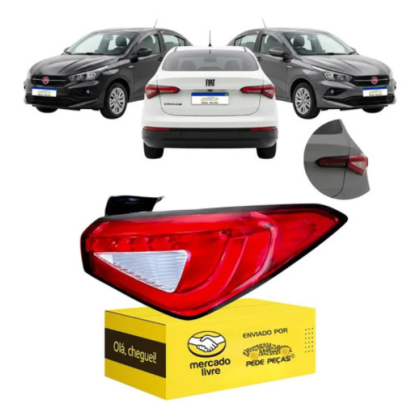 Lanterna Sinaleira Fiat Cronos 2018 A 2026 C/led Cristal Ld Direito/passageiro Vermelho