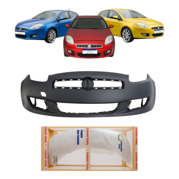 Parachoque Dianteiro Fiat Bravo 2011 A 2014 Com Furo Milha Preto
