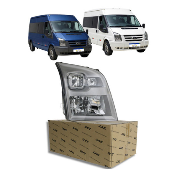 Farol Ford Transit 2009 A 2014 Novo Cromado Eletrico C/motor Direito/passageiro