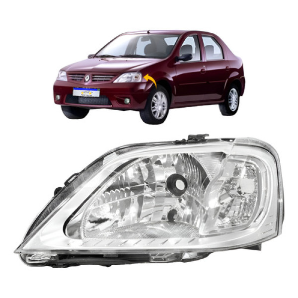 Farol Renault Logan 2007 2008 2009 2010 Novo Le Esquerdo