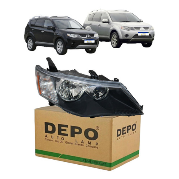 Farol Mitsubishi Outlander Foco Manual 2007 2008 2009 Ld Direito/passageiro