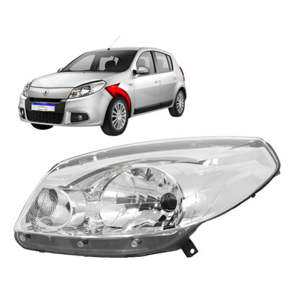 Farol Renault Sandero 2012 2013 2014 L.e Novo - Esquerdo