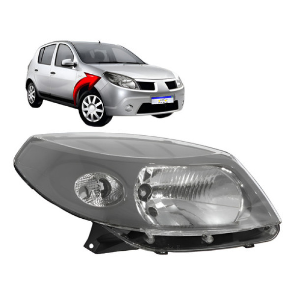 Farol Renault Sandero 2008 2009 2010 2011 M.cinza L.d Direito