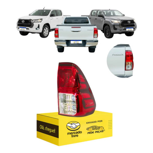 Lanterna Toyota Hilux 2016 17 18 19 2020 2021 2022 A 2026 Ld Direito Vermelho Crystal