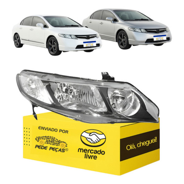 Farol Honda New Civic 2007 2008 2009 2010 2011 Novo L.d Direito