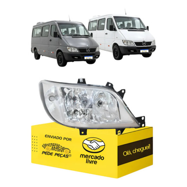 Farol Elétrico C/auxiliar Direito Sprinter 2004 05 06 A 2011 Direito/passageiro