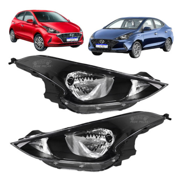 Farol Hyundai Hb20 Hb20s 2019 A 2022 Mascara Negra