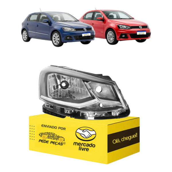 Farol Volkswagen Gol Voyage G7 2017 2018 Friso Cromado Ld Direito/passageiro