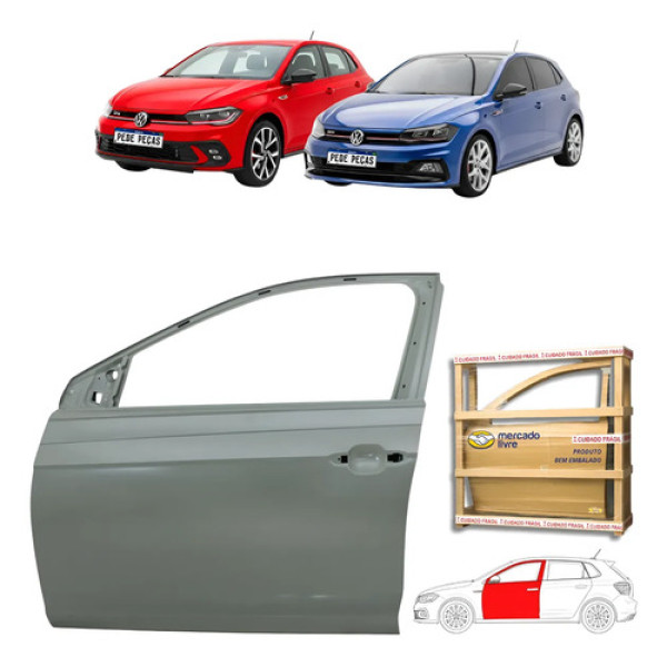 Porta Dianteira Vw Polo Gts 2017 18 19 20 21 22 A 2026 Le Dianteira Esquerdo Cinza Para Pintura