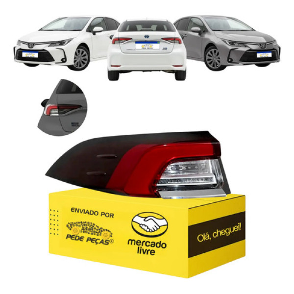 Lanterna Traseira Corolla 2020 A 2026 Canto C/led Le Esquerdo/motorista Vermelho