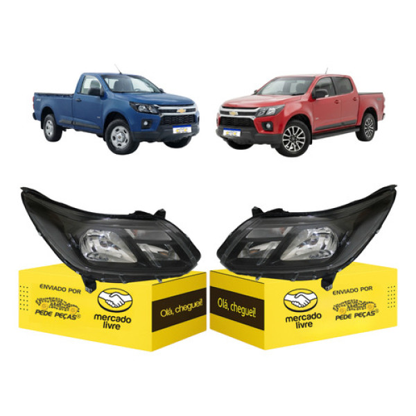 Farol S10 2017 2018 2019 2020 A 2023 Par Sem Led Friso Preto Ambos Lados