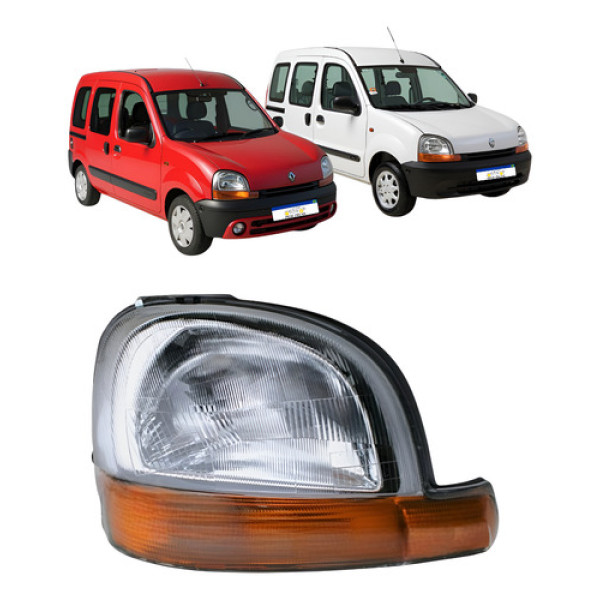 Farol Cromado Com Pisca Âmbar Renault Kangoo 1997 A 2008 Ld
