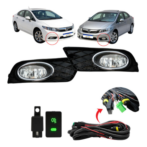Kit Farol Milha Honda Civic 2012 A 2016 Exs Lxl Lxs Lxr Exr