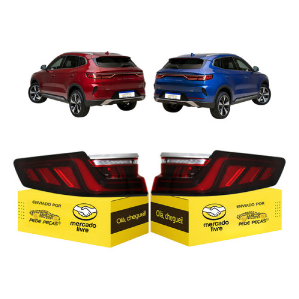 Par Lanterna Byd Song Plus 2023 2024 2025 Led Nova Ambos Lados Vermelho