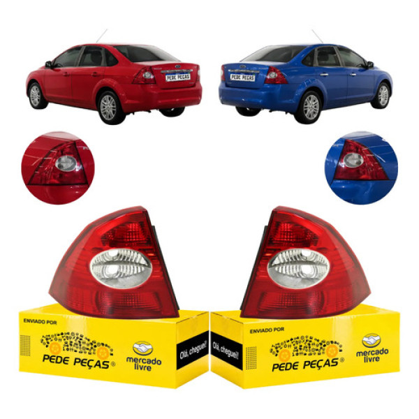 Par Sinaleira Traseira Ford Focus Sedan 2009 10 11 12 2013 Ambos Lados Vermelho/cristal