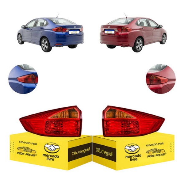 Par Lanterna Canto Honda City 2015 2016 2017 Ambos Lados Vermelho Âmbar
