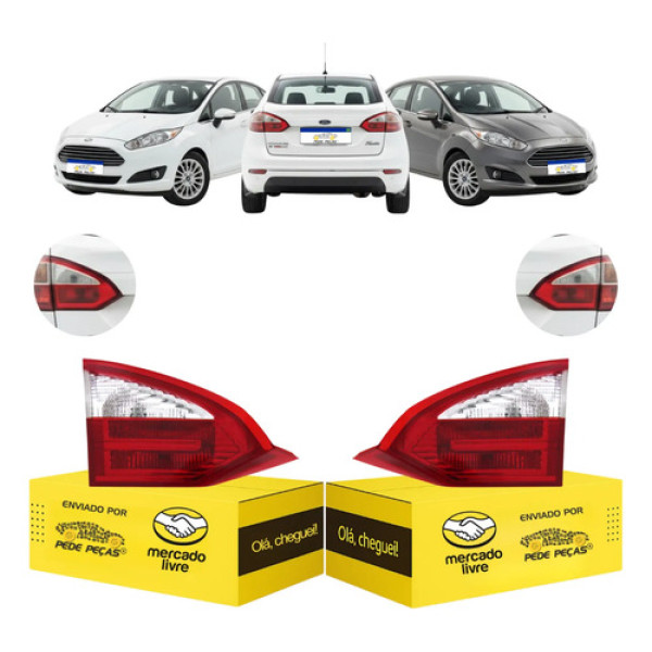 Par Lanterna Tampa Ford New Fiesta Sedan 2014 2015 2016 2017 Ambos Lados Cristal